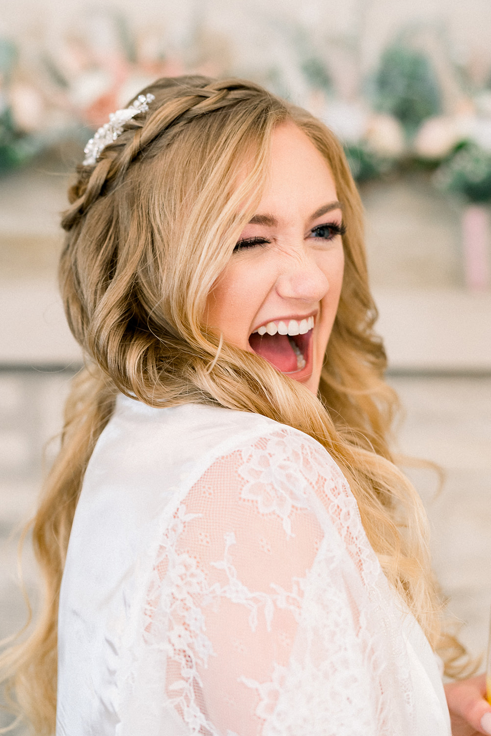 Bride Smiling and Winking