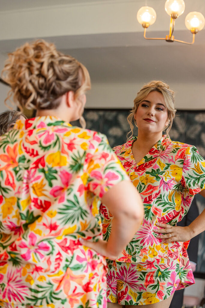 Bride in colorful outfit