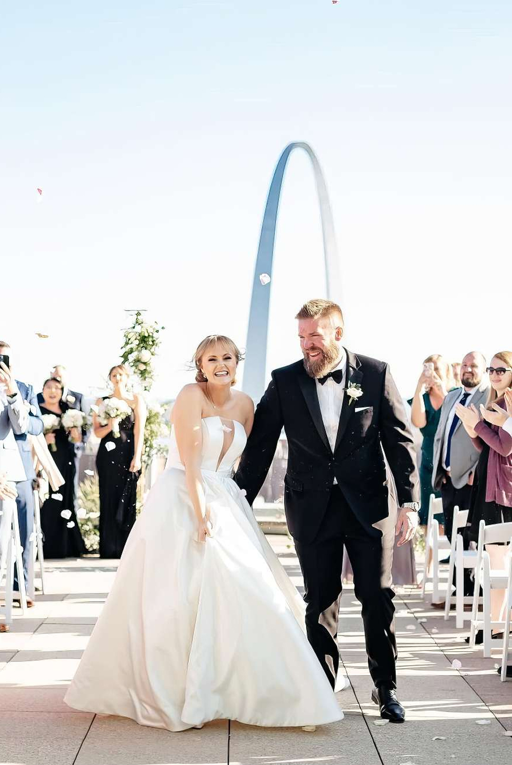 Wedding Couple in front of STL Arch